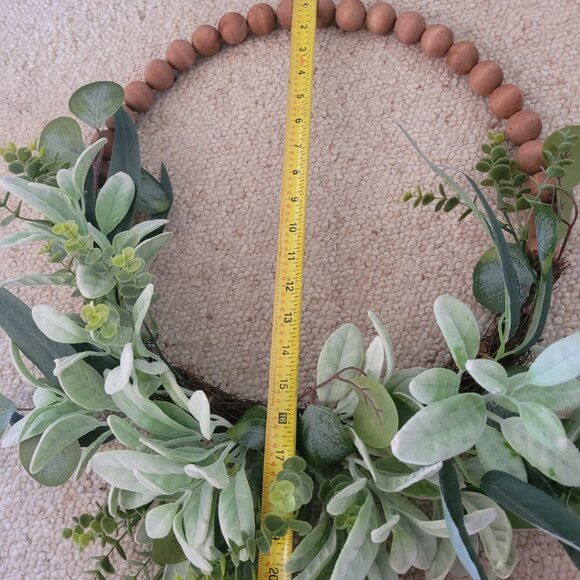 Beaded eucalyptus greenery door or wall wreath farmhouse - Picture 3 of 3